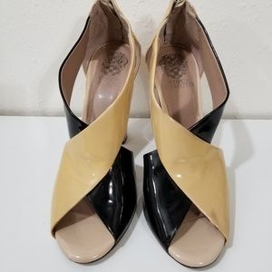Vince Camuto tan and black heels